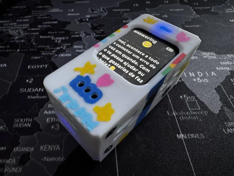 Eva with her new case, painted by my daughter