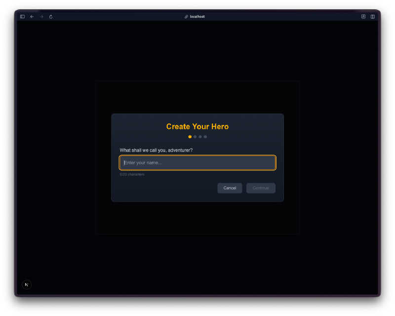 Character creation - name input