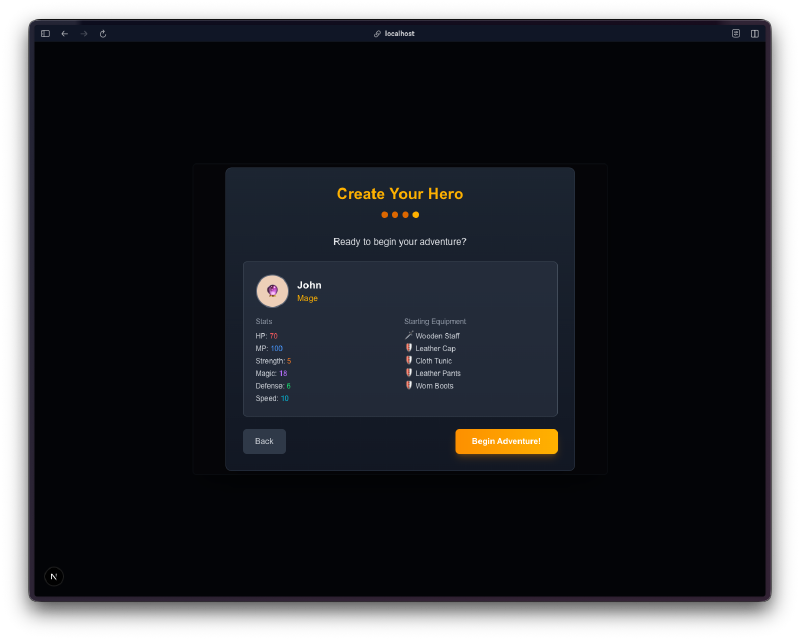 Character summary before starting