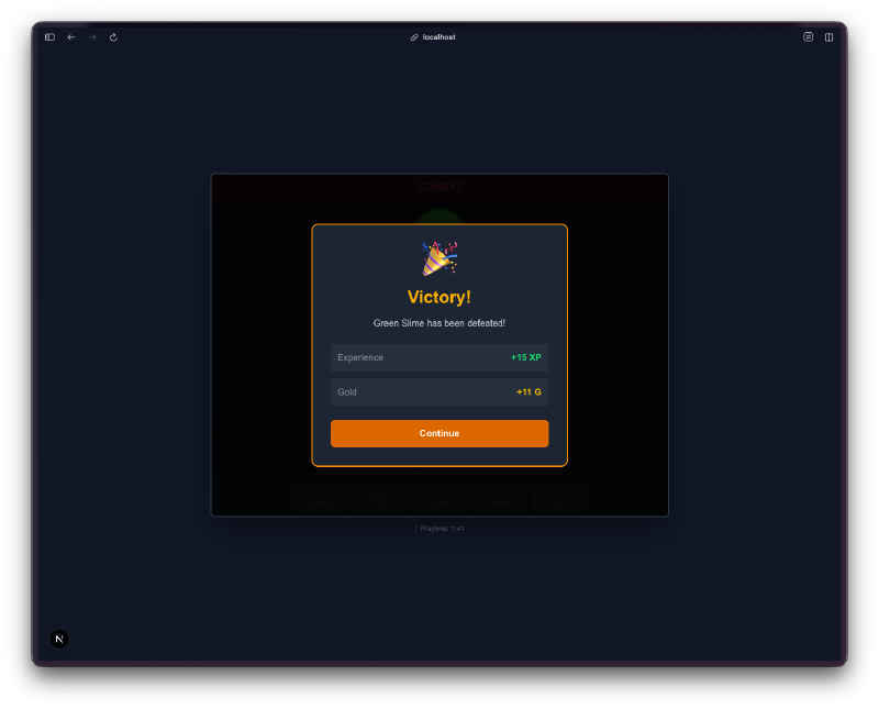 Écran de victoire avec récompenses XP et or