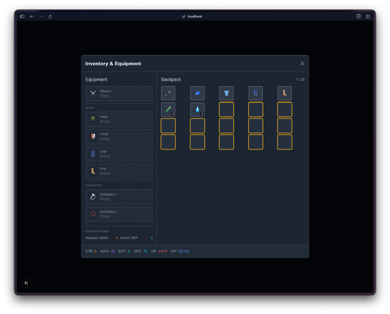 Inventory and equipment system