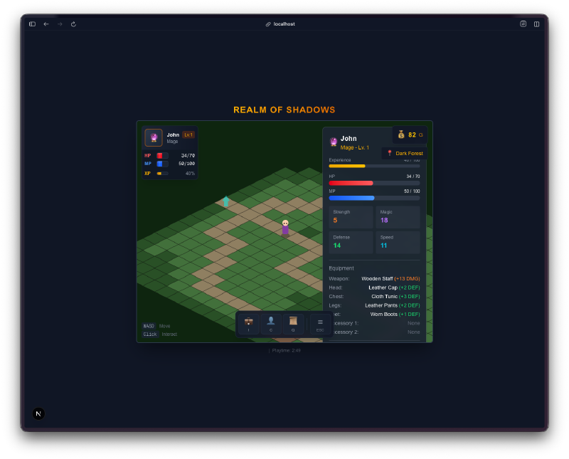 Panneau des statistiques du personnage en superposition