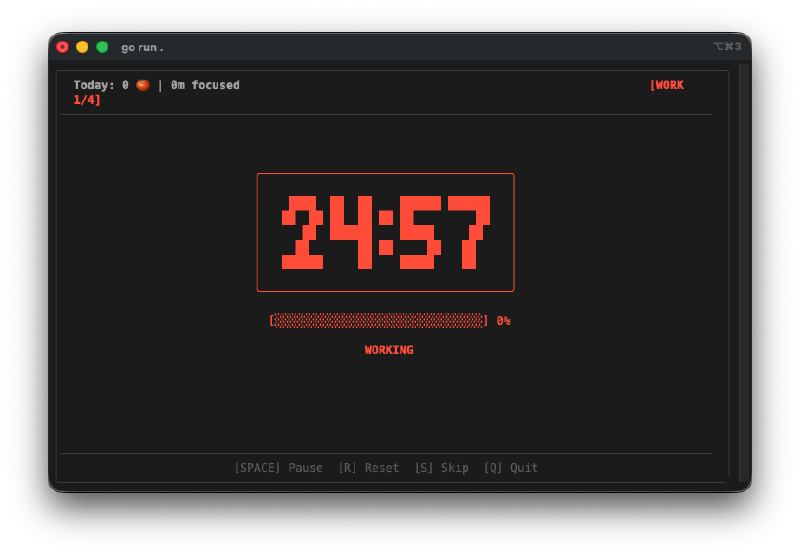 Timer running with progress bar