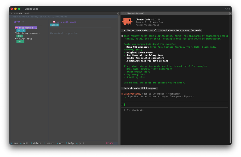 Claude Code creating notes through MCP