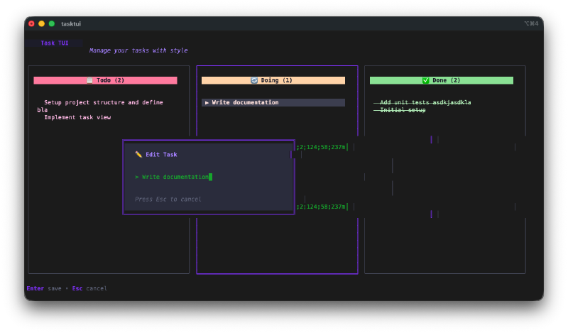 Adding a new task with the popup dialog