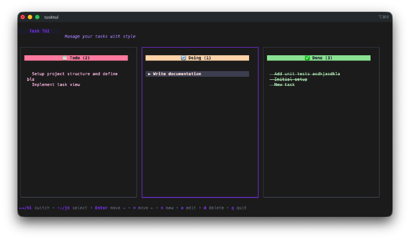 Board with tasks moved across columns