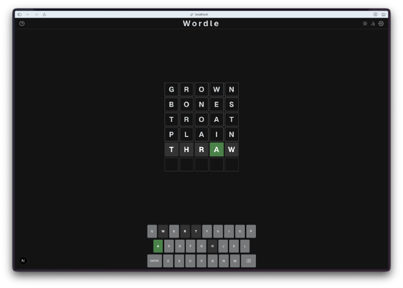 Wordle dark mode gameplay