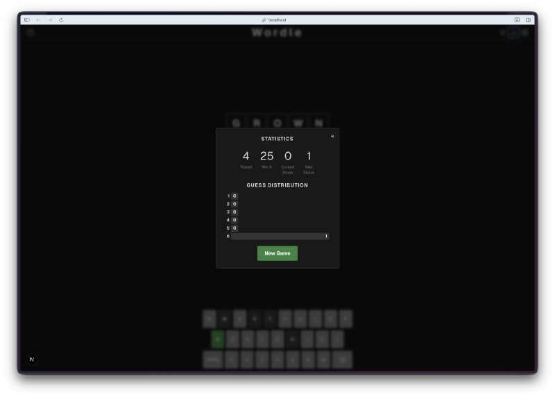 Statistics modal