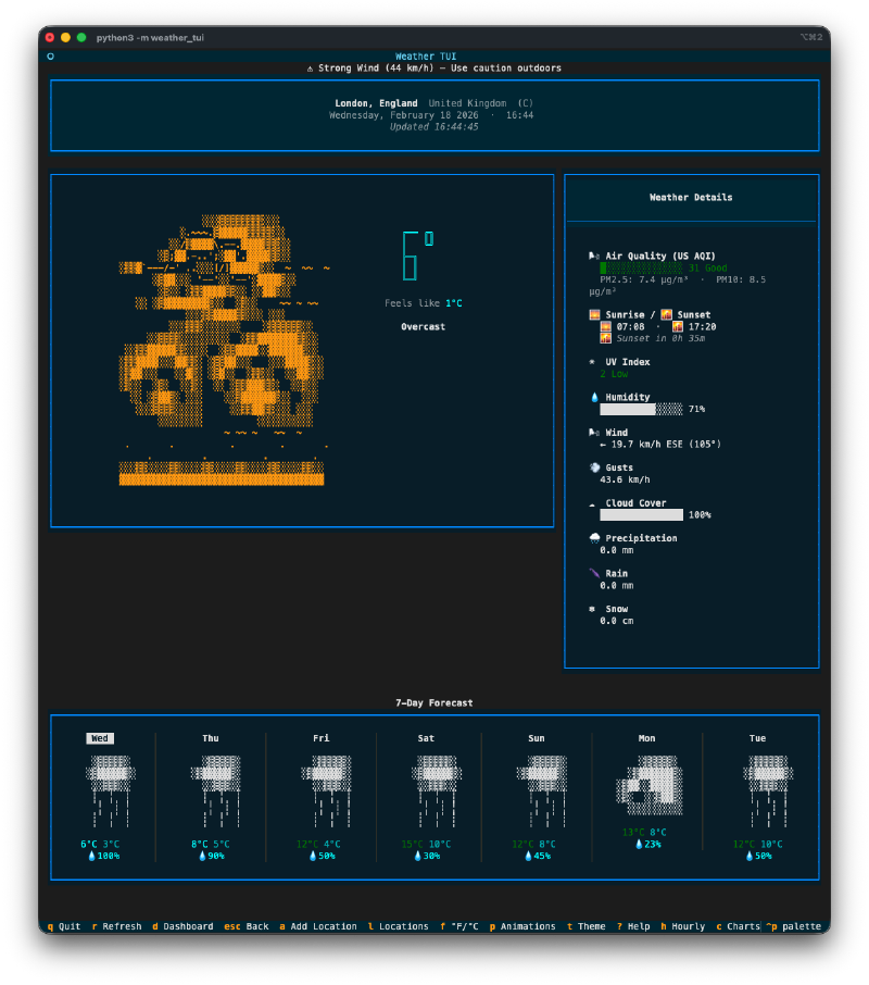 Focused view with weather details