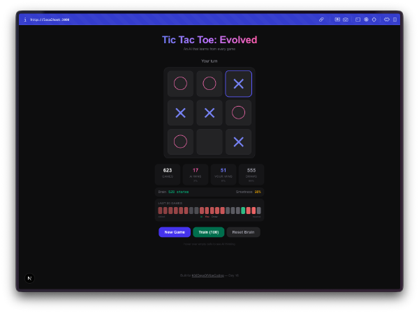 30 Days of Vibe Coding - Day 16 - Tic-Tac-Toe: Evolved