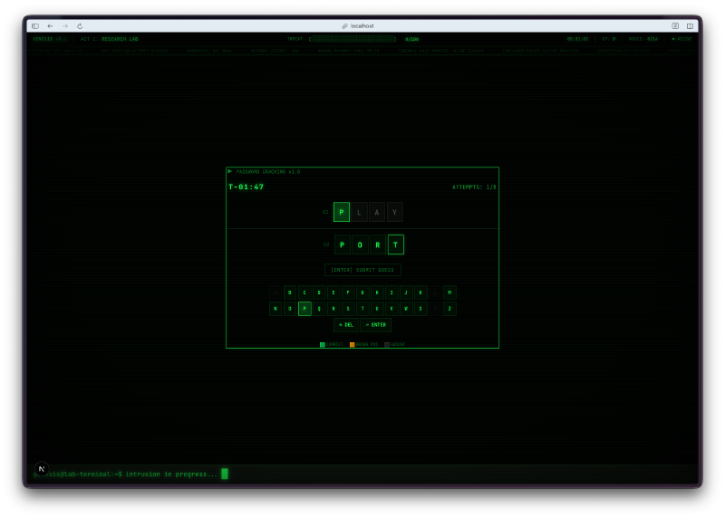 Password cracking minigame