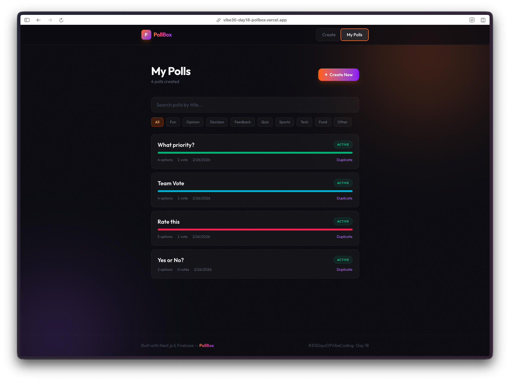 30 Days of Vibe Coding - Day 18 - PollBox