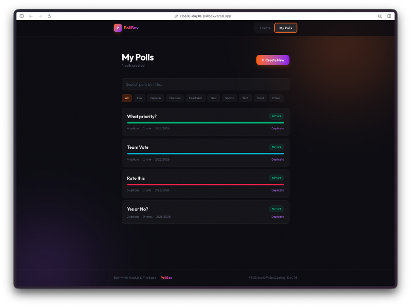 My Polls dashboard