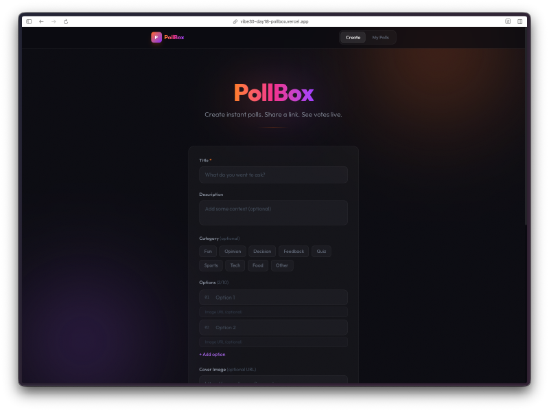 Poll creation form