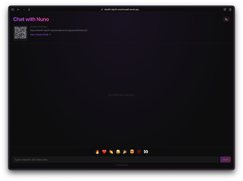 Event wall with emoji bar and QR code