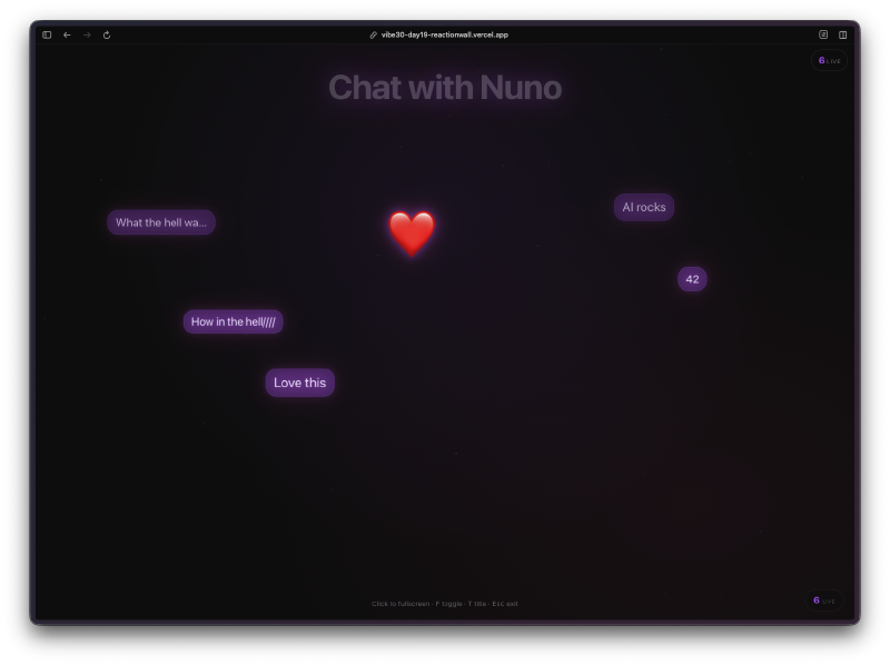 Display mode with flying reactions and text