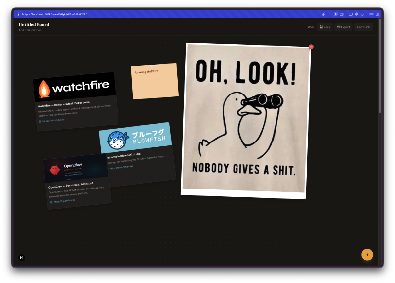 Tablero completo con tarjetas de enlaces