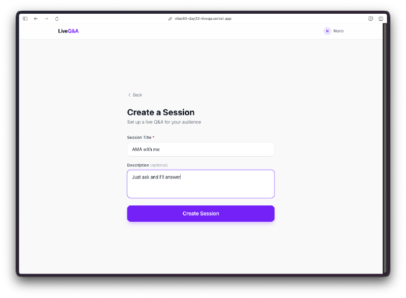 Session creation