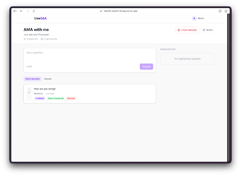 Host view with controls