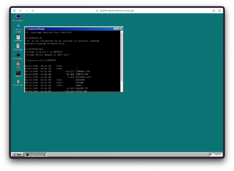 Terminal with dir output