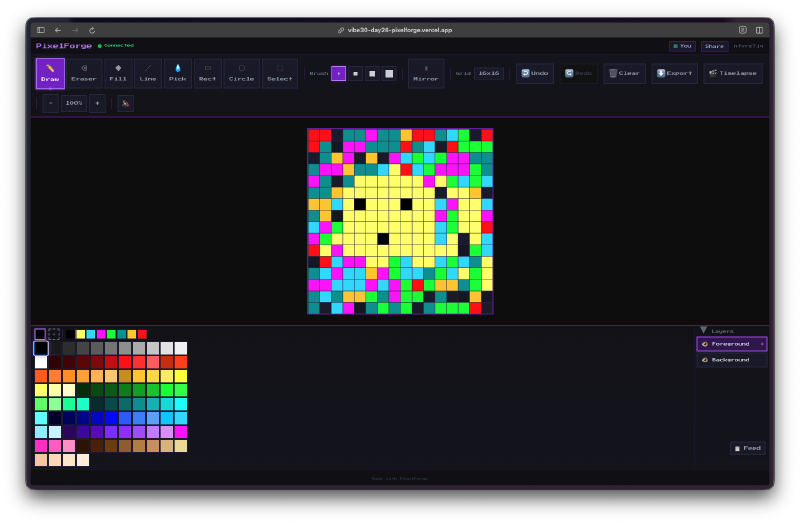 Pixel art being drawn on the canvas