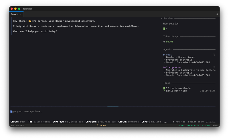 Docker AI assistant running inside Terminal