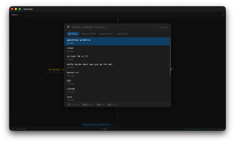 Search overlay