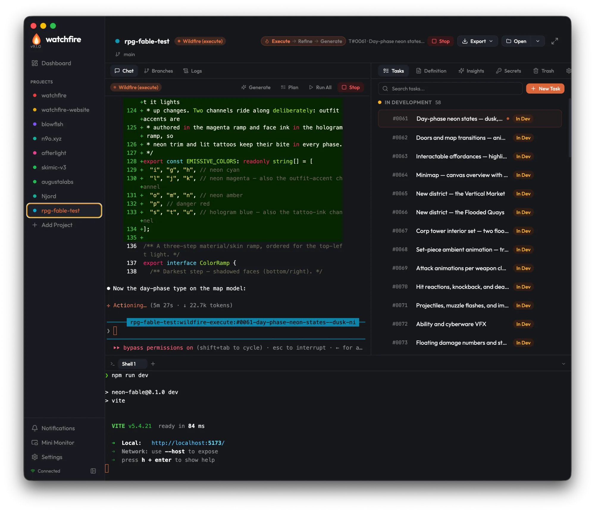 Neon Fableのアート系タスクを実行するWildfire