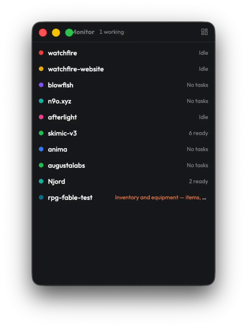 The Mini Monitor window